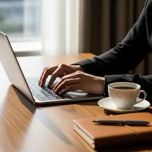 Consultant preparing a tailored travel itinerary on a laptop